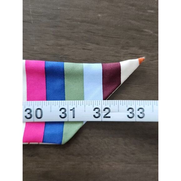 NWT Coach Signature Multi Legacy Striped Pony 100% Scarf Bag Tie Ponytail - Picture 7 of 7